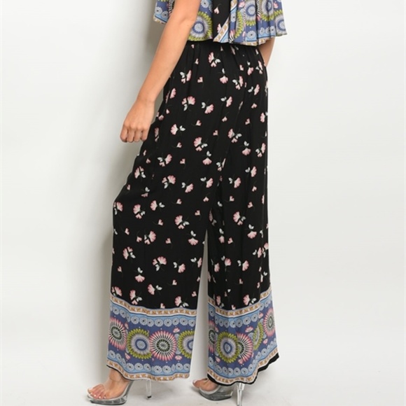 Multi Coloured Floral Printed Pant Set